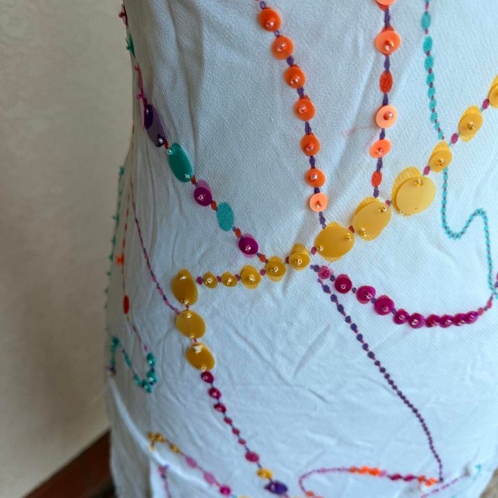 Eva Blue white beaded dress with adjustable straps - Picture 3 of 8